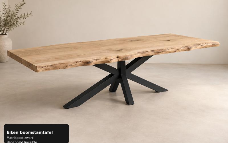 Eiken boomstamtafel op maat &ndash; zelf samenstellen